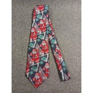 Camden Court Santa On Skis Blue Tie Christmas Trees Presents Stars